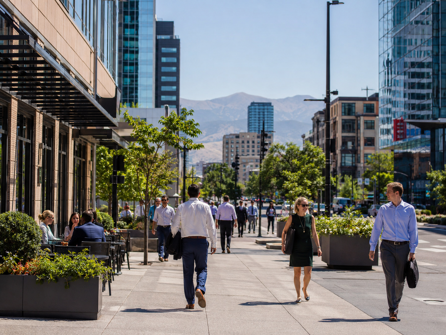 Denver Colorado business district with Rocky Mountains in background — CrossPeak serves Colorado business owners